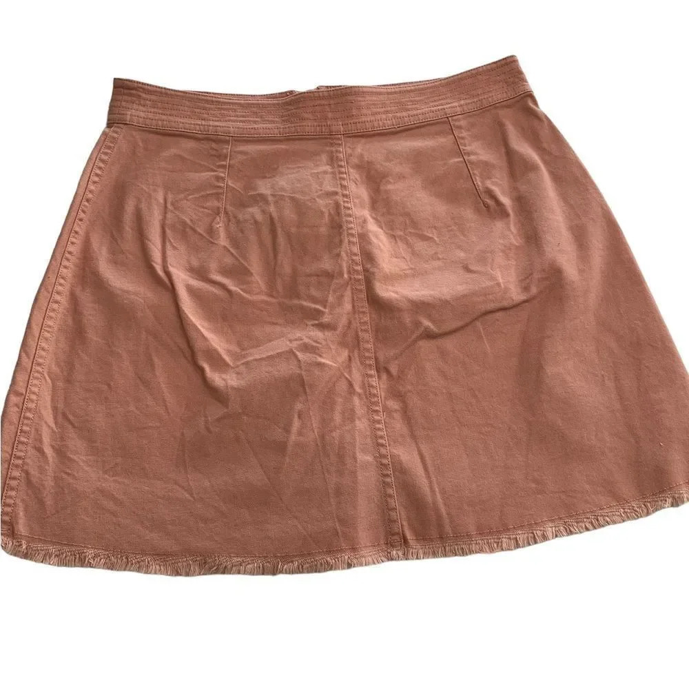 Madewell Peachy Pink A-line Zip Patch Pocket Frayed Hem Denim Mini Skirt, Size 4 - Picture 5 of 7